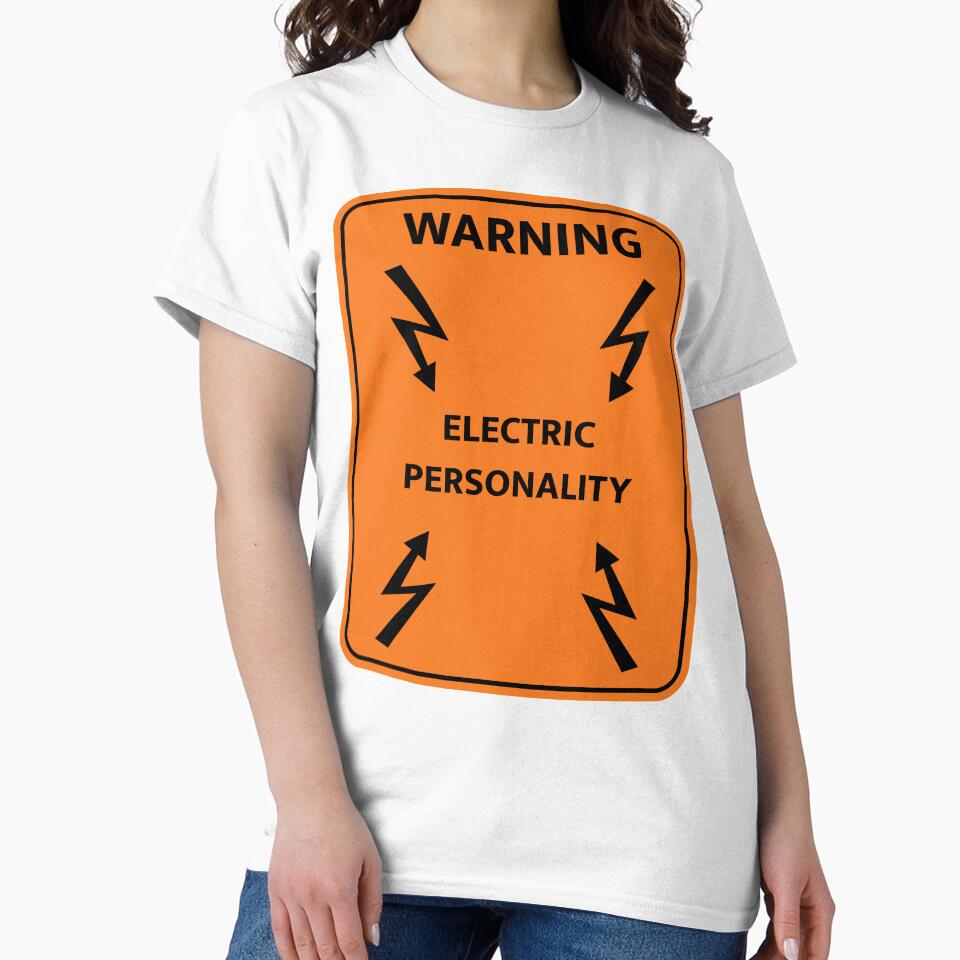 Highway style workplace sign "Warning Electric Personality". Office humor by MultistorieDog