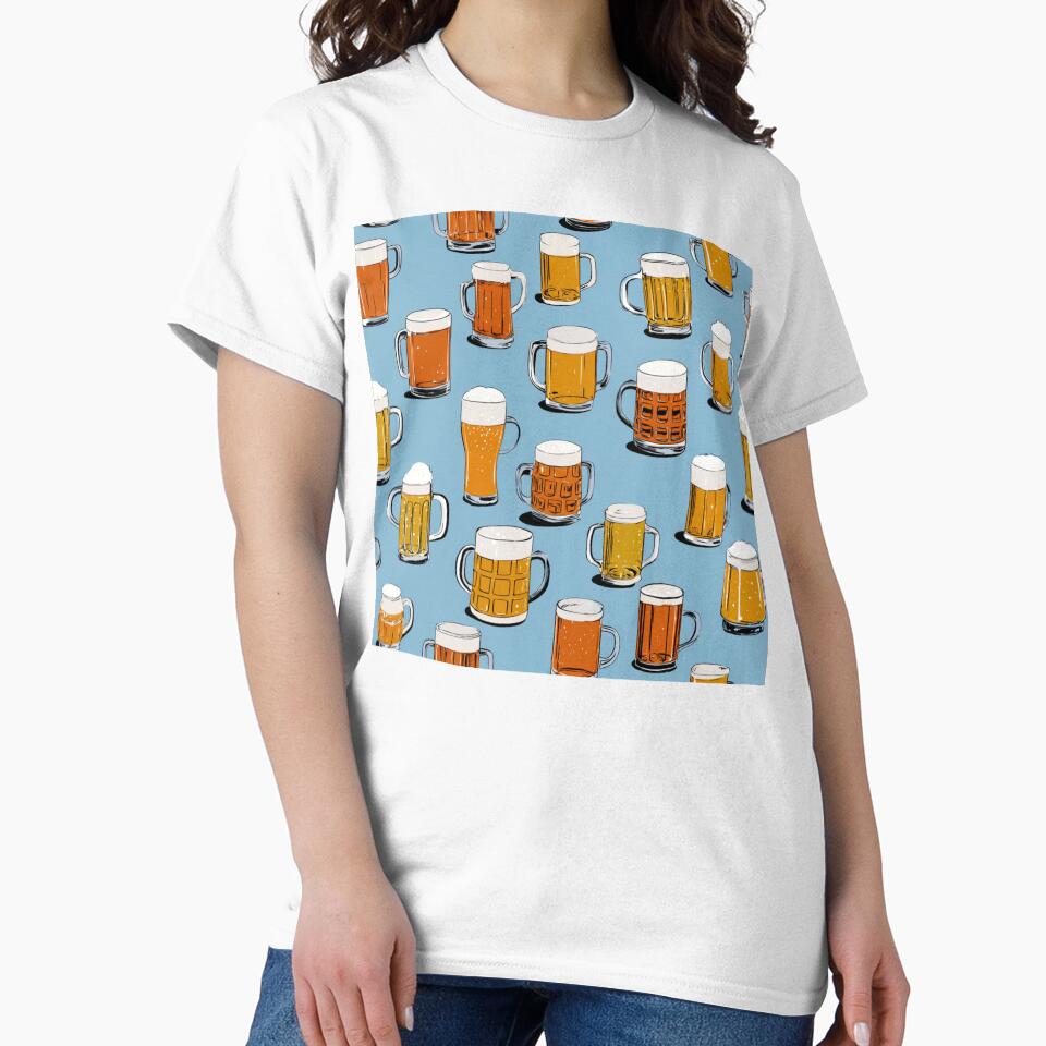 Vintage Beer Mugs Pattern Craft Beer Lover by NicolasGlowArt