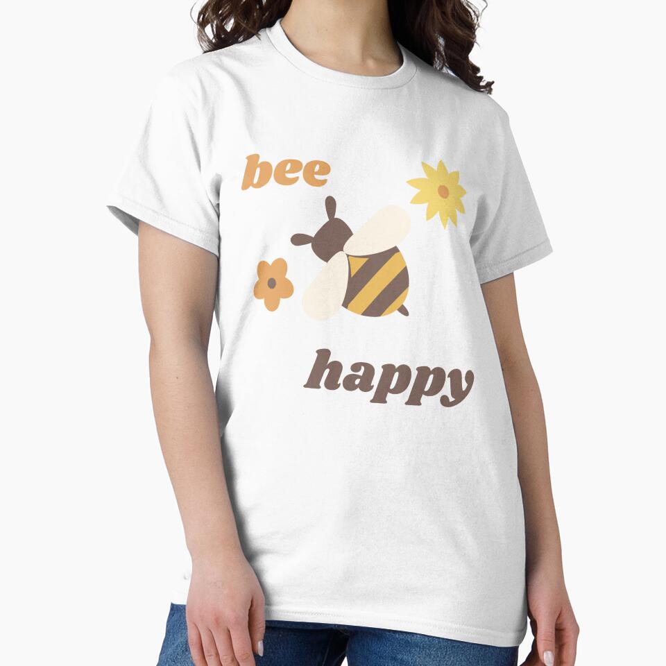 Happy bee and some flowers minimalist image by CleanDecor
