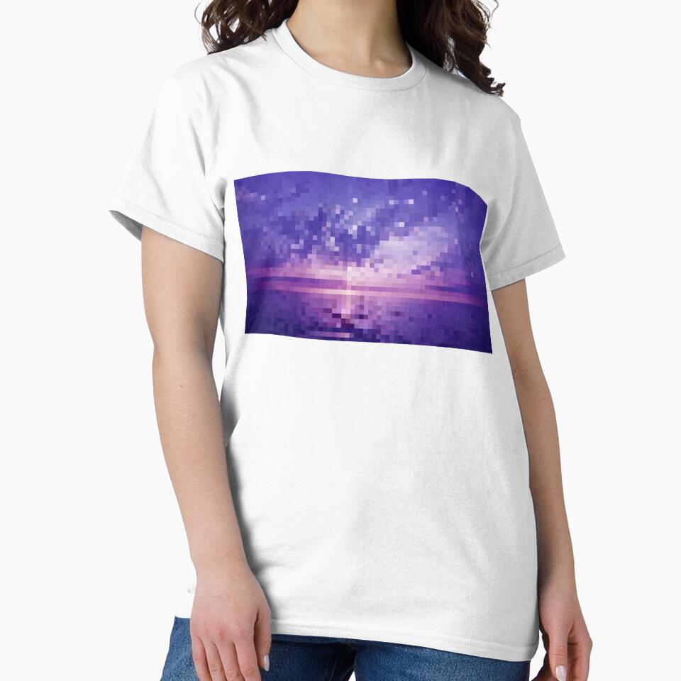 Pixelated Purple Ocean Sunset by Potato Quality Prints