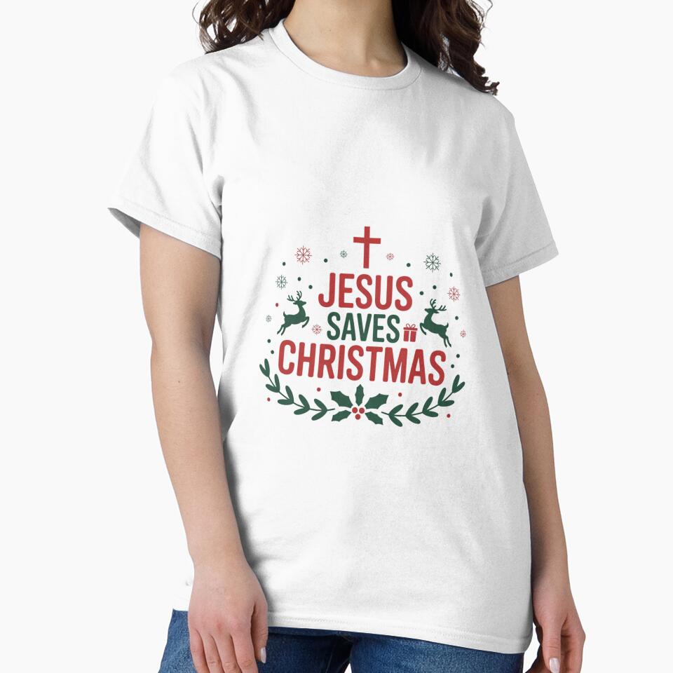 Jesus Saves Christmas Festive Christian Holiday by FaithAbbott
