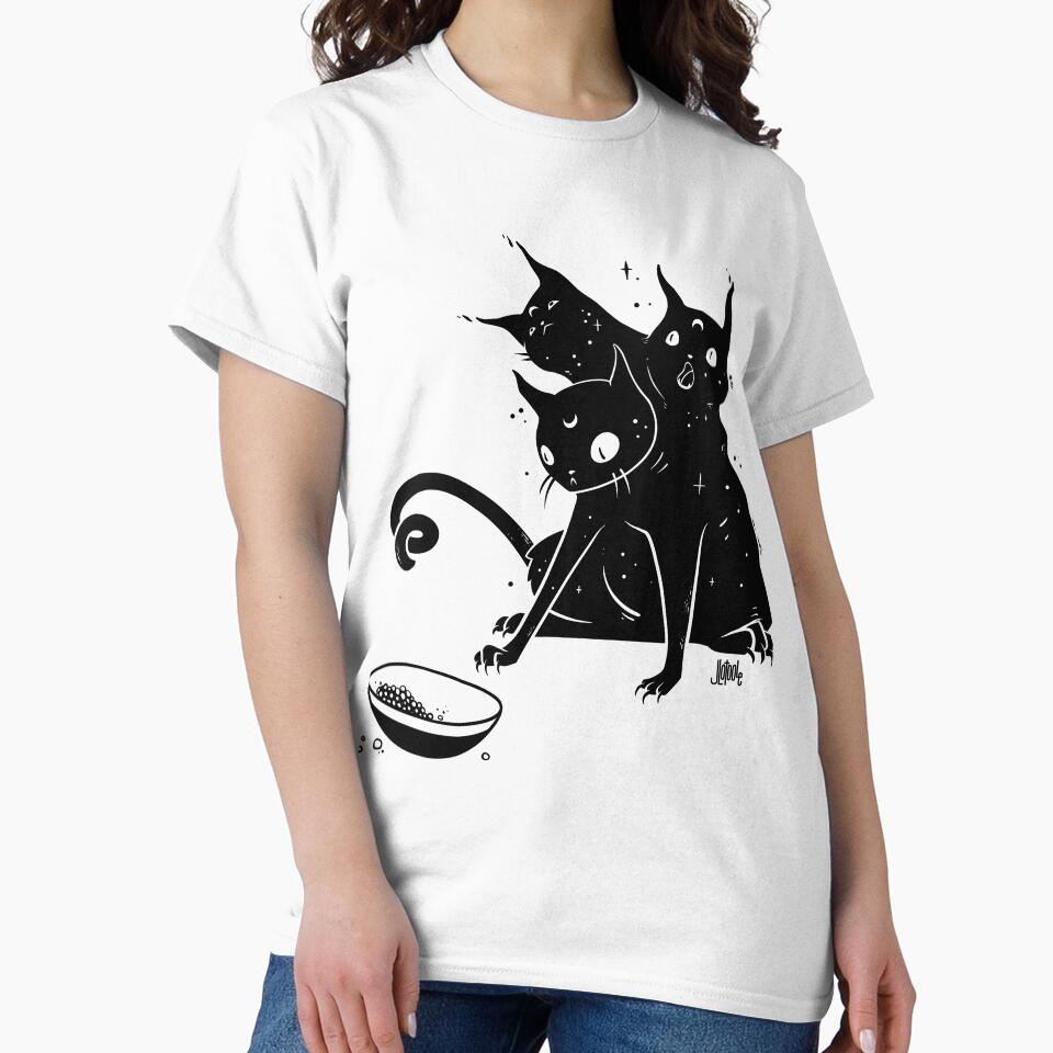 Creepy Cute Three Headed Black Cat Artwork by cellsdividing