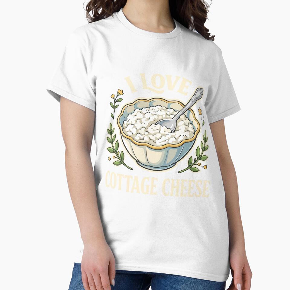 I Love Cottage Cheese Funny Food Lover Dairy Humor Retro by kiralynstration