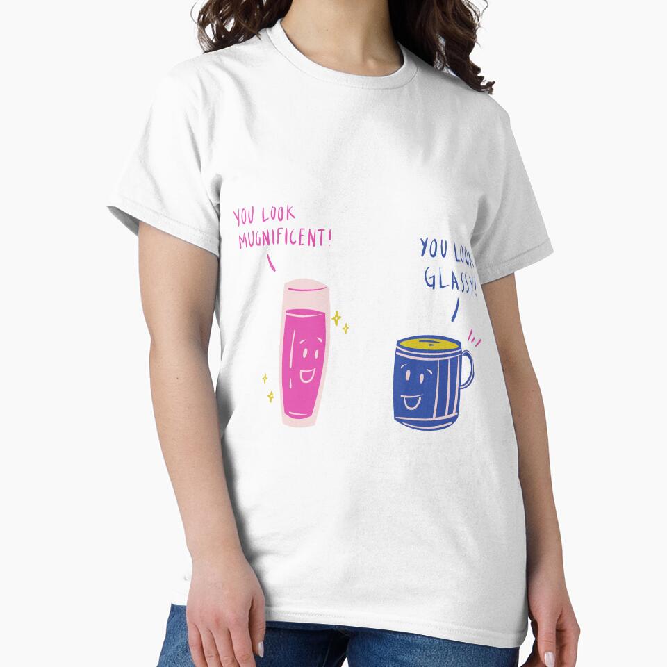 Mug and Glass Funny Convo T-shirt by Rnimje17