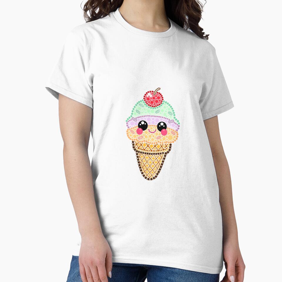Kawaii Ice Cream Cone Dot Art by Cardiff Creative