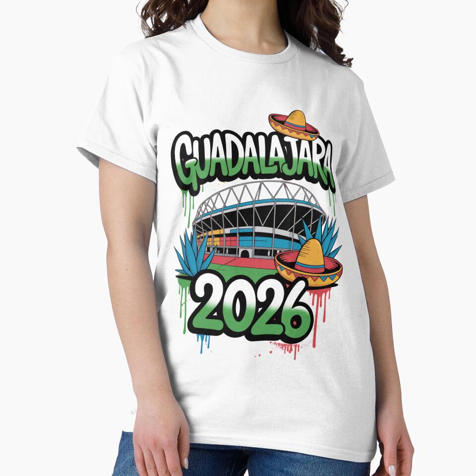 Guadalajara 2026  Mexico Football Soccer Souvenir T-Shirt V6 by DarylWelsh2024