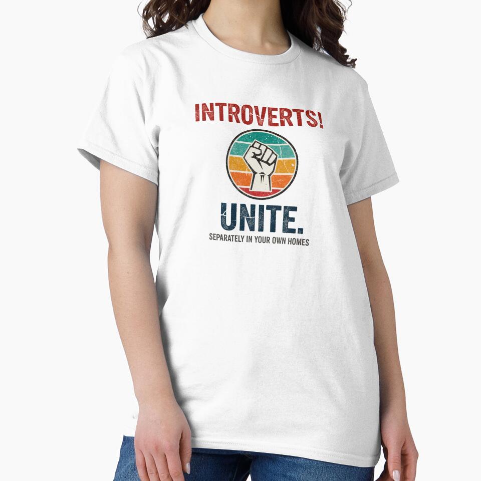 FUNNY QUOTES Introverts Unite – Vintage Fist Retro Introvert Statement Design by C3J7