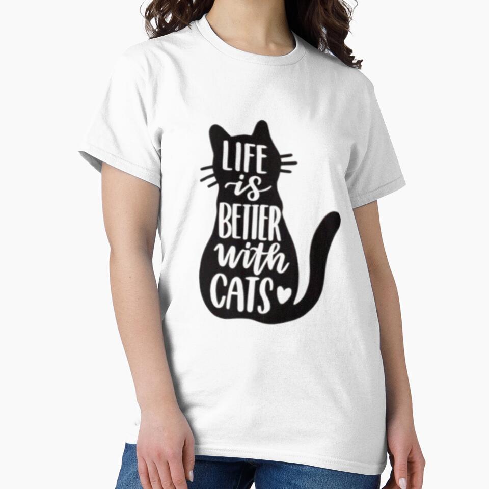 Life Is Better With Cats Cute Cat Lover Quote Feline Happiness Graphic Gift by QuotinTs