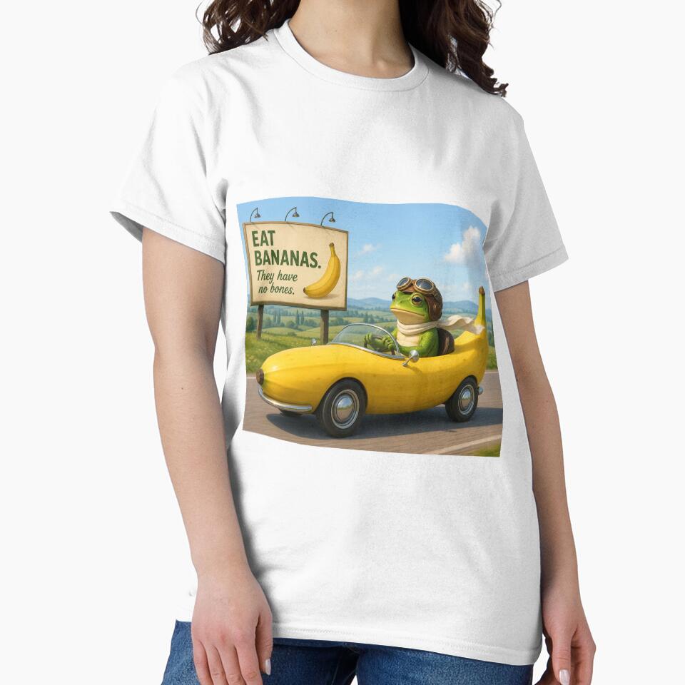 Banana Mobile Frog Shirt | Absurd Meme Frog Driving Banana Car Tee by SleepyLlamaClothes
