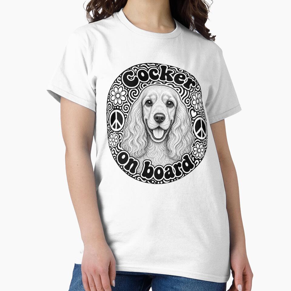 sticker "Cocker on board" Hippie dog, peace by barbastyle