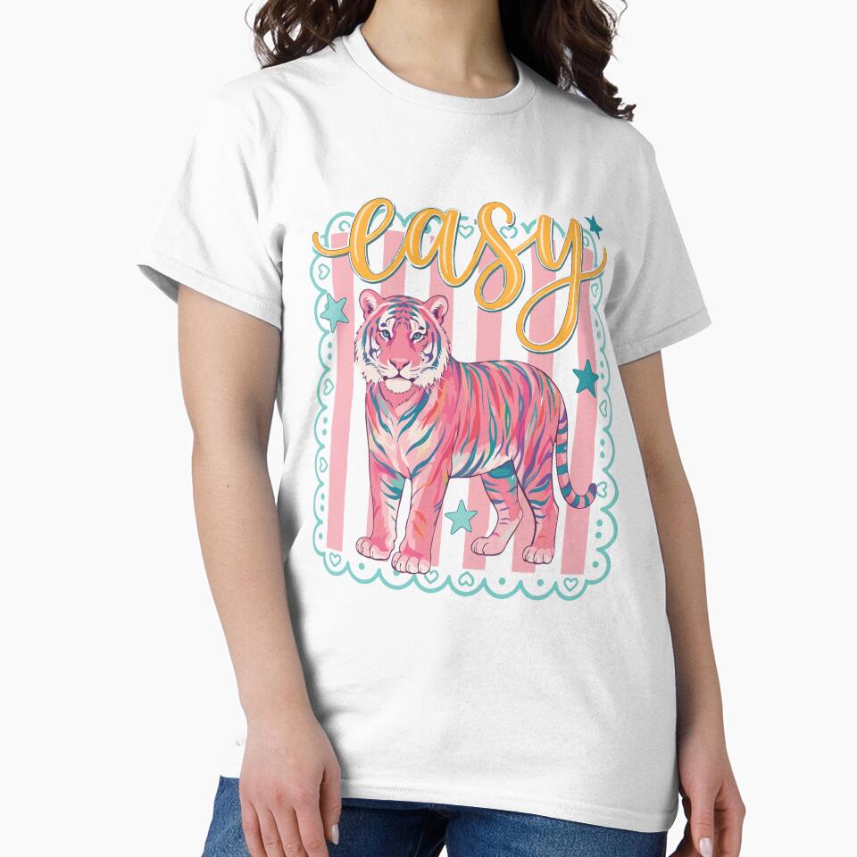 Easy Tiger Coquette Preppy Aesthetic Pink Tiger Cute Trendy Gift by kiralynstration