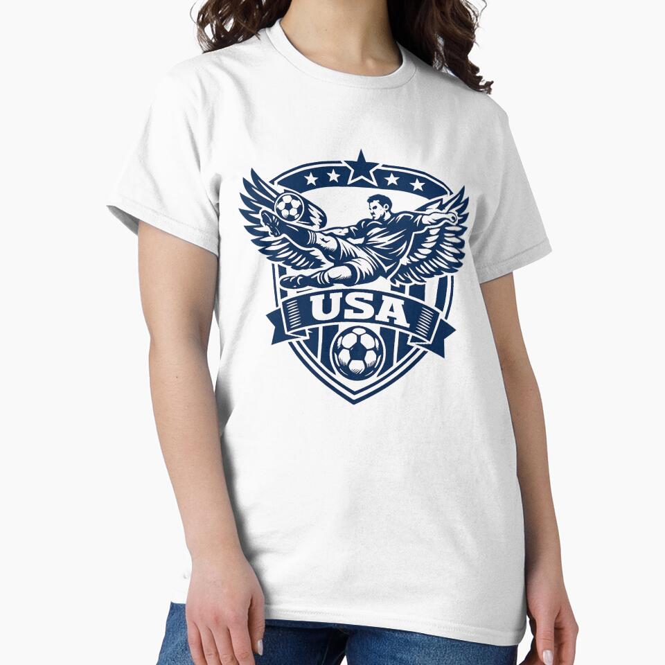 USA Soccer Angel Wings Graphic T-Shirt – American Football Streetwear Design – Patriotic Sports Fan Tee by JonelCrafts
