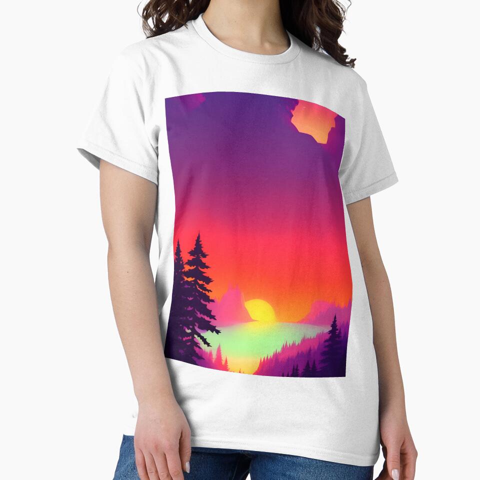 Discover the Elegance and Charm of Our Collection of Minimalist Landscape Mountain View Sunrise Prints by supeart