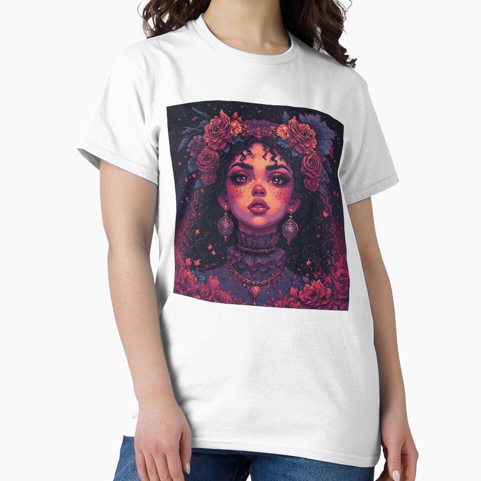 Retro Beautiful Girl Red Flowers by jimcaza