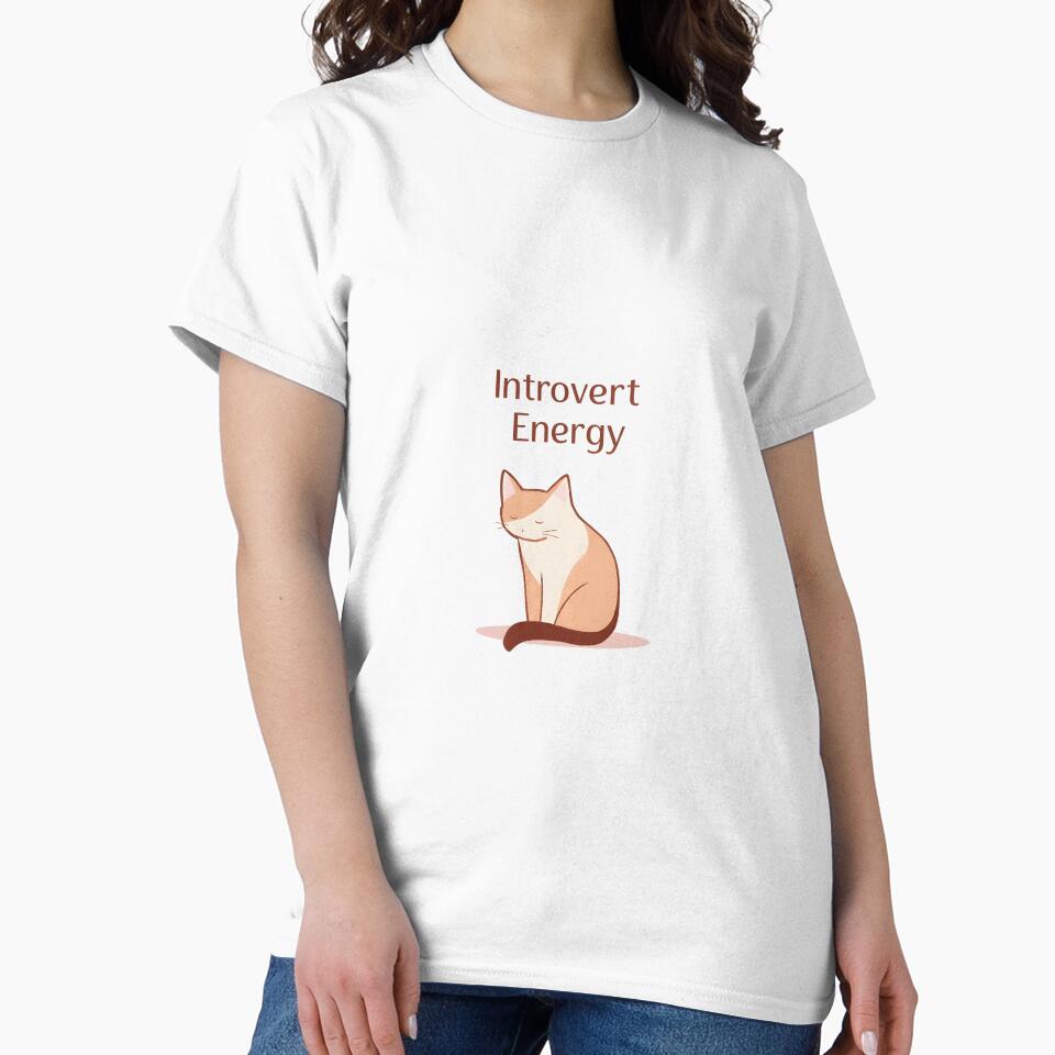 Introvert Energy Cat Minimal Design – Calm Quiet Cat Aesthetic by Kavya Art
