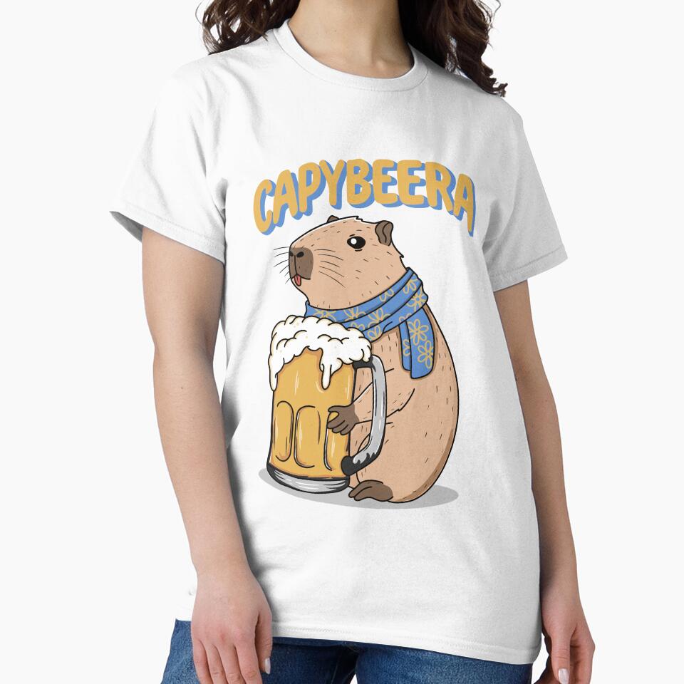 Capybeera Funny Capybara Drinking Beer Pun by Krasnovaovaova