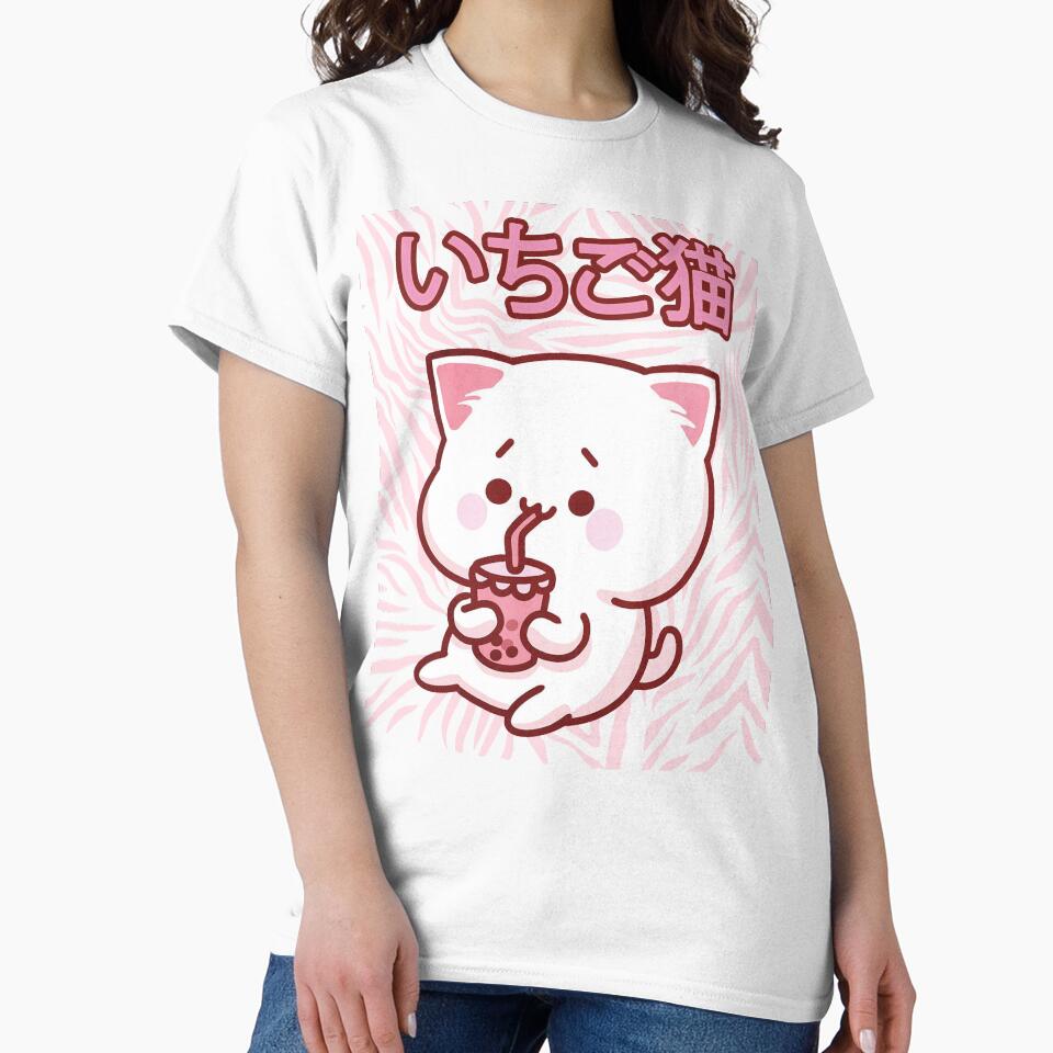 90s Kawaii Strawberry Cat Cute Kitty by SoloTravelerSt