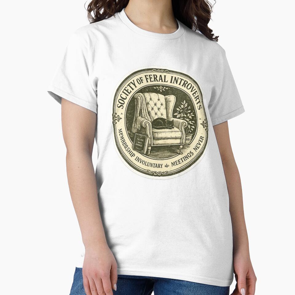 Society of Feral Introverts Meetings Never – Funny Vintage Seal Art | Introvert Feral Gift by irfanshikh