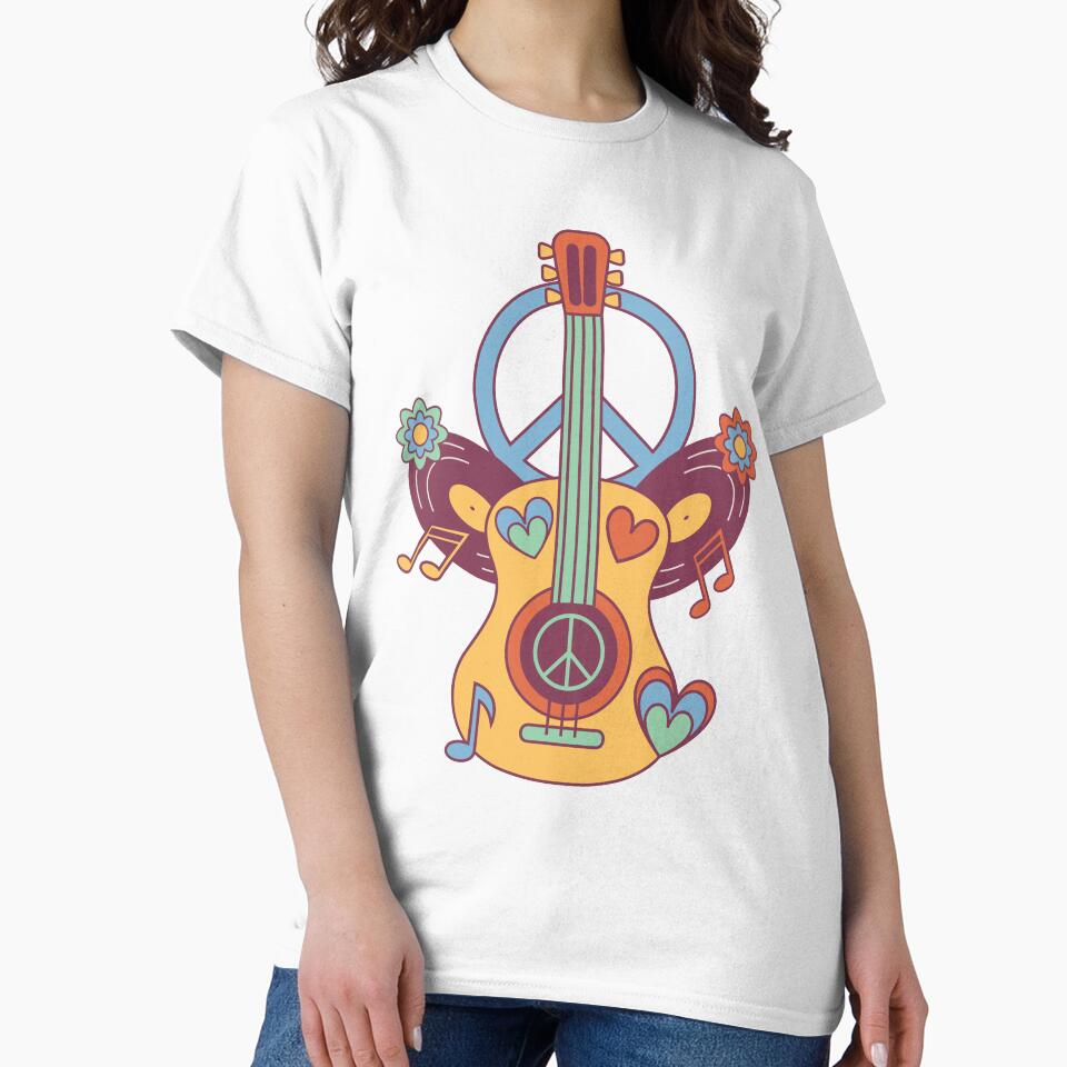 Hippie guitar heart sticker by DesignPMG