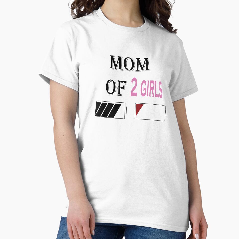 Copy of tired mom of two girls funny two daughters mothers day by FatehDesign