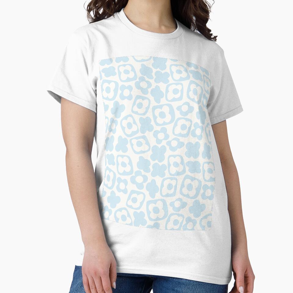 BOHO BOXY MODERN FLOWER PATTERN PASTEL BLUE by blomastudios