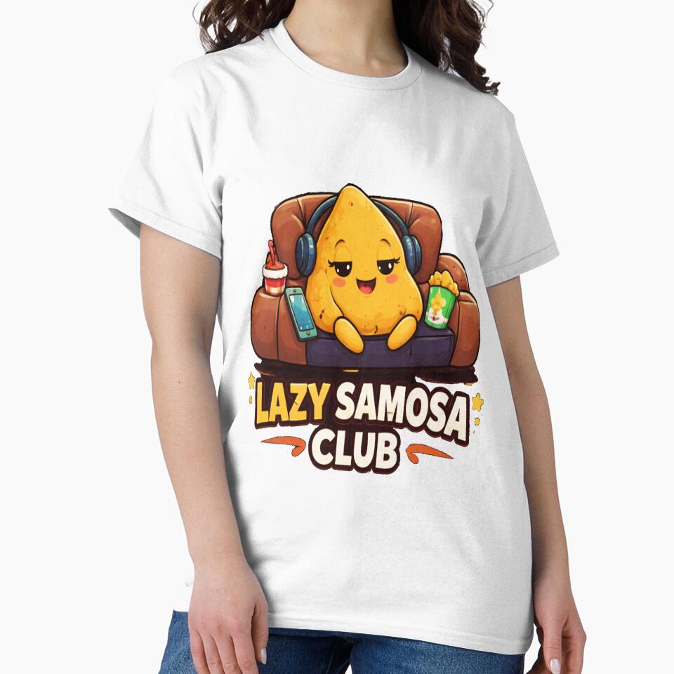 Lazy Samosa Club – Cute Indian Food Cartoon, Funny Relax Meme Design for Food Lovers by Globalcitytees