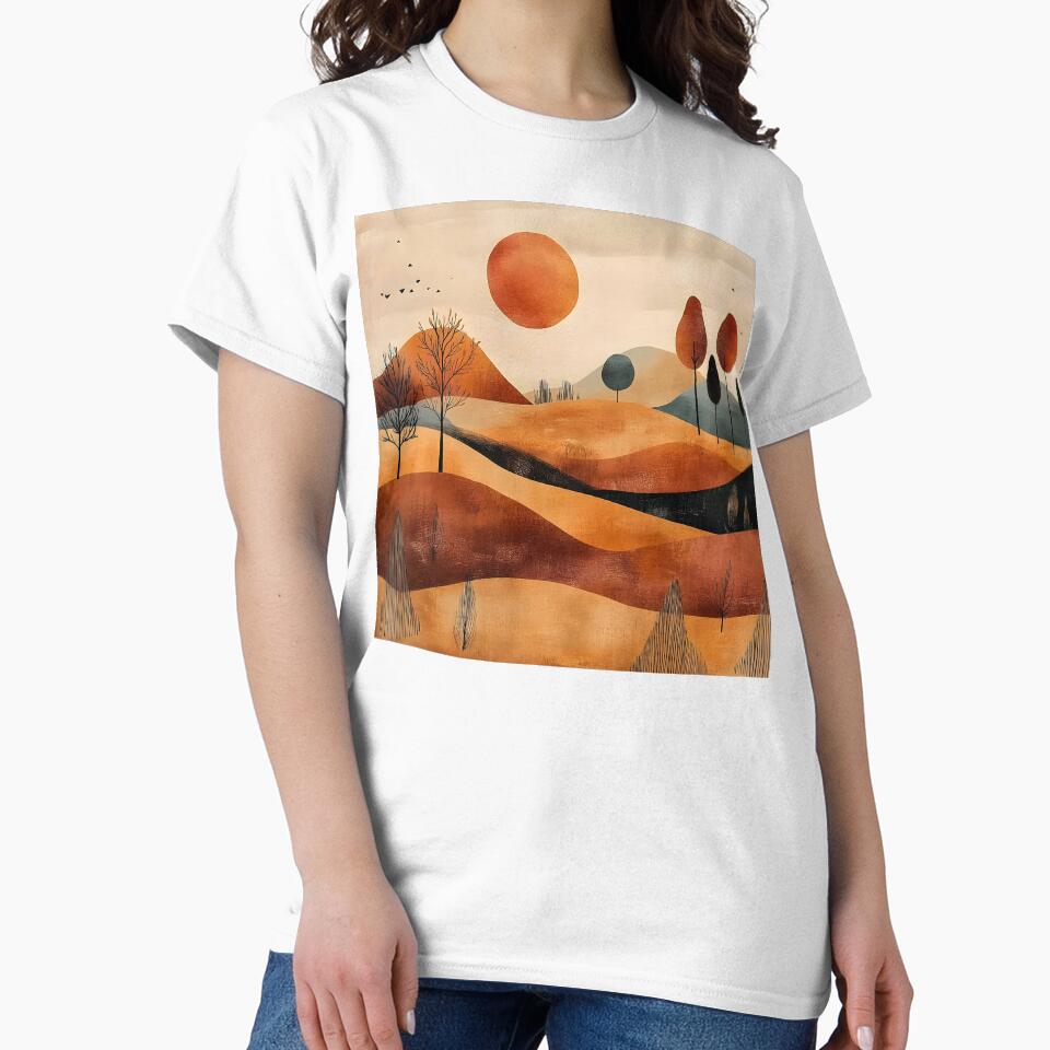Boho Mountain Landscape Golden Ginger Hues Sunrise Abstract by DEC02