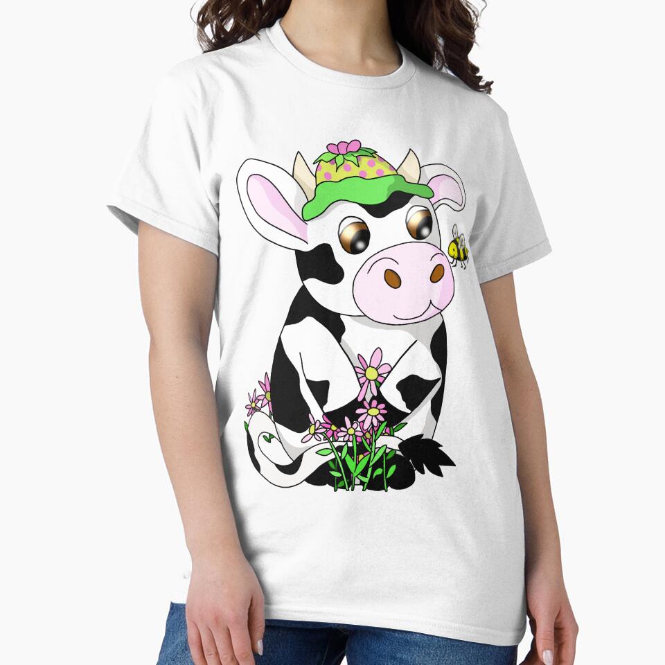 cartoon cow and a bee by BeingNow