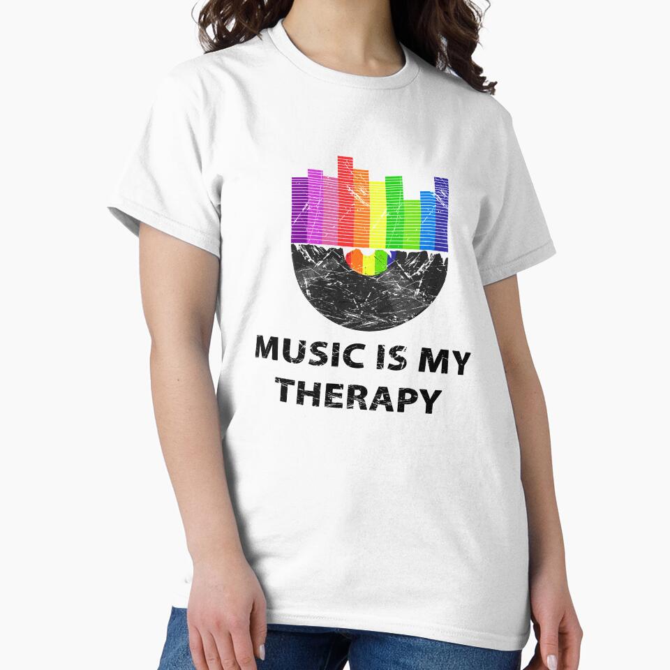 80's Sticker T-Shirt Music is My Therapy 80's Themed Related by marinn