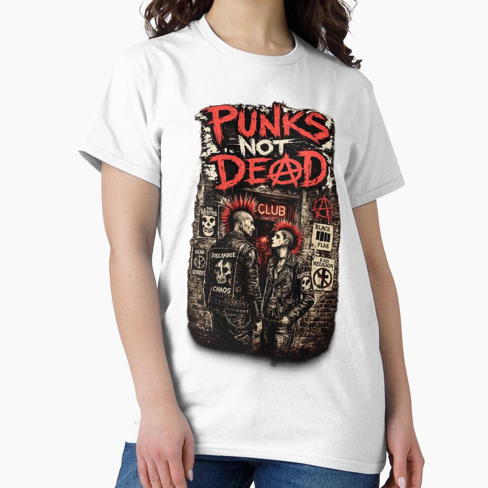 Punks Not Dead Club – Hardcore Street Punk Mohawk Graphic Tee by TheClockOutClub