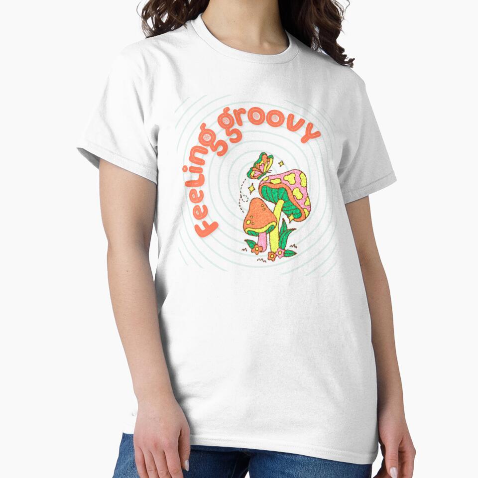 Feeling Groovy Retro Mushrooms Butterfly Trippy by LibrarianLauren