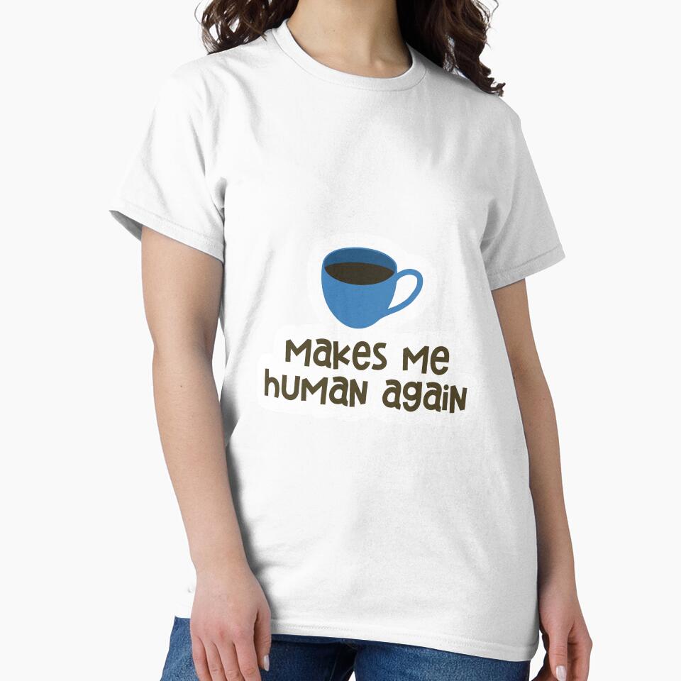 Coffee Makes Me Human Again Sticker Blue by Marianna's Meraki