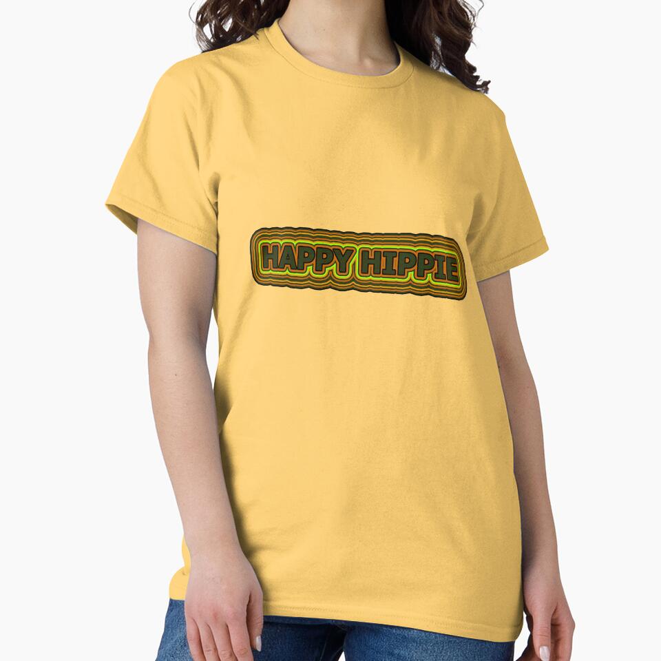 Happy Hippie Words Earthy Tones Hippie Vibes Retro Lines 4 of 4 by Beachy