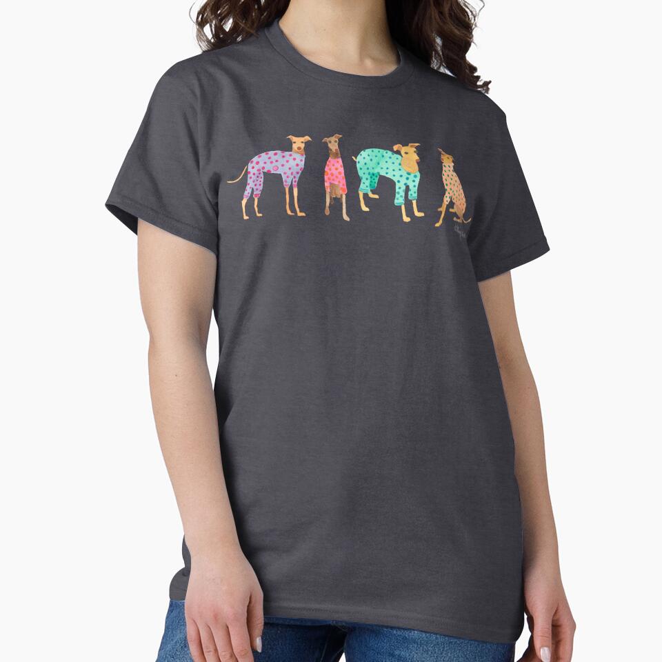 Greyhounds whippets in Pyjamas Pyjamas Cute funny Sighthound Dog Lover Gift tee by Hillary Holt