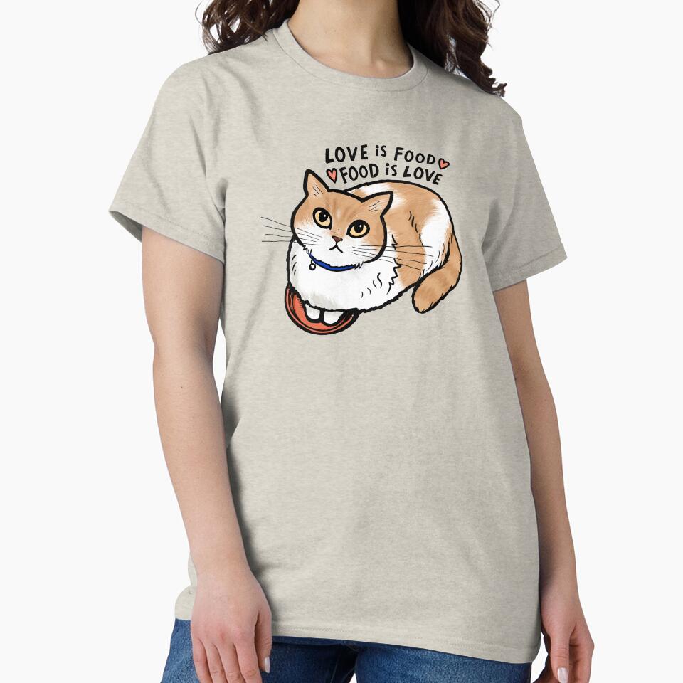 Food Dish Kitty Cat Love is Food, Food is Love ~ Orange & White Cat by Jenn Inashvili