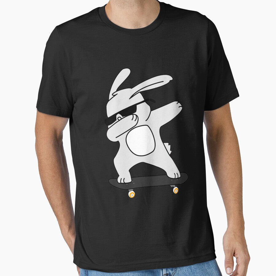 Dabbing Bunny Skateboarding T-Shirt Novelty Gift For Kids Classic T-Shirt by amberk1cira