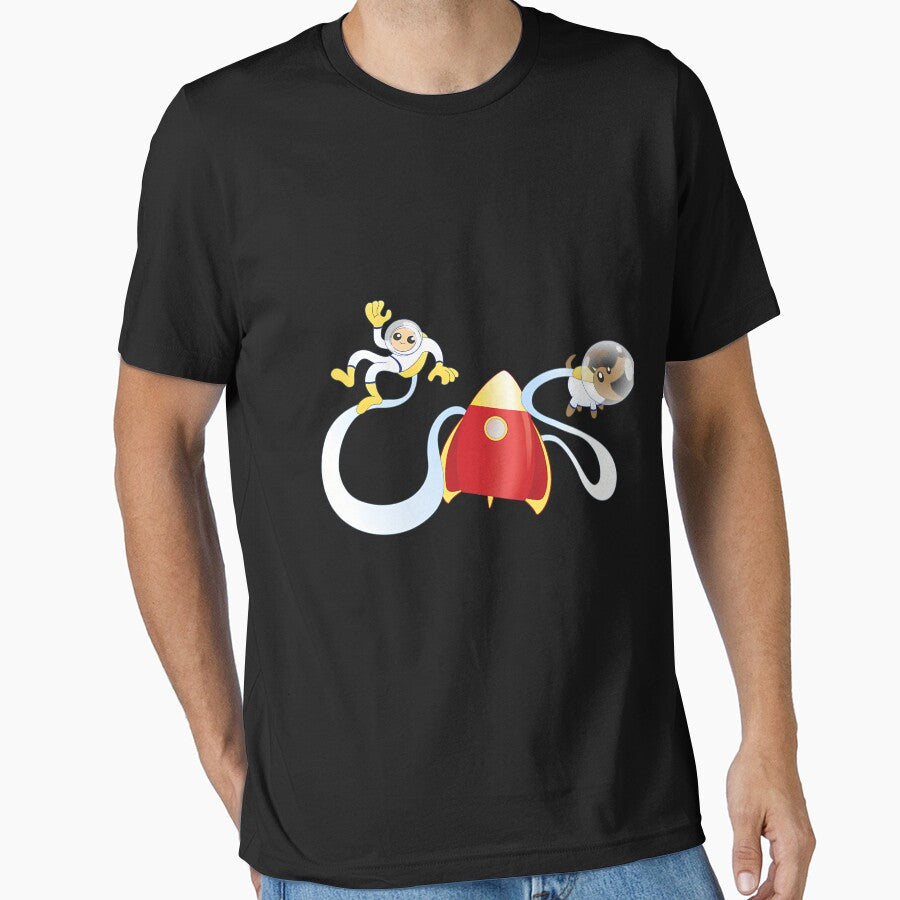 Cartoon Rocket Man And Dog by Vevonina