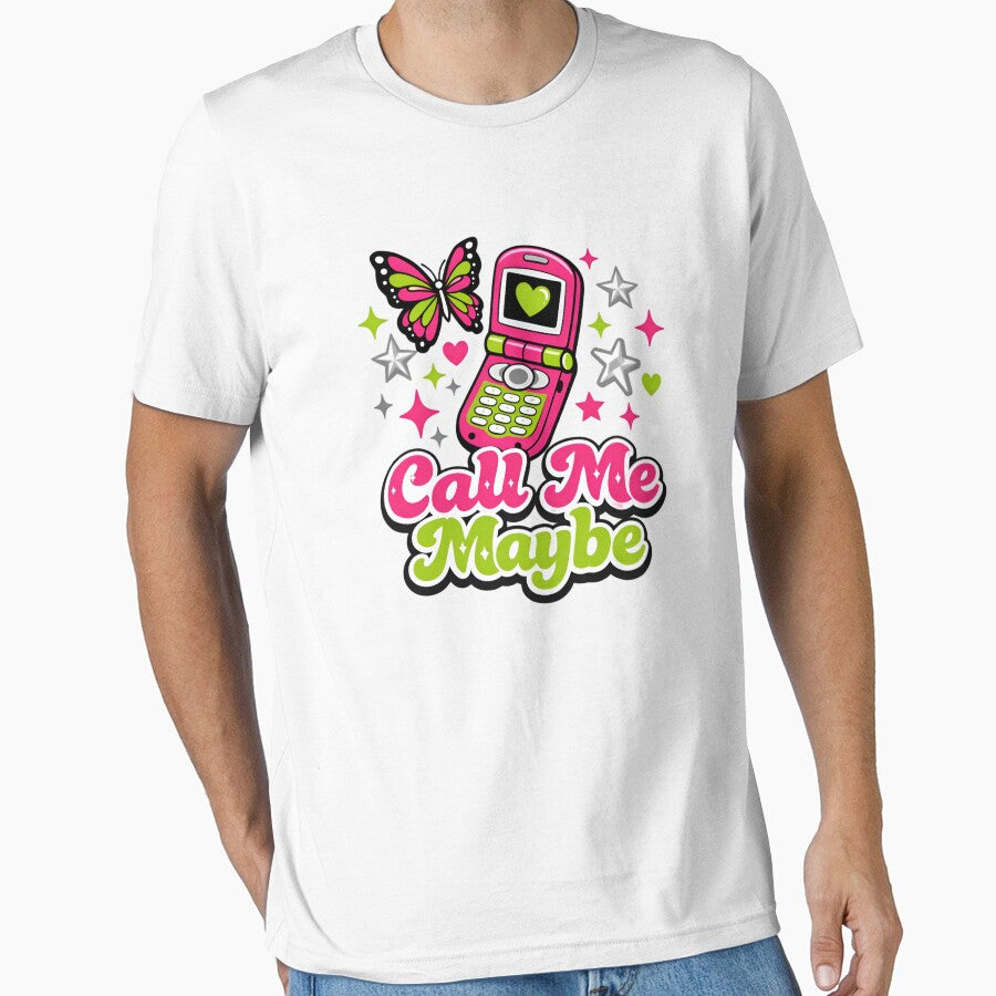 Call Me Maybe — Y2K Flip Phone Butterfly Retro 2000s Graphic Tee by HobsS