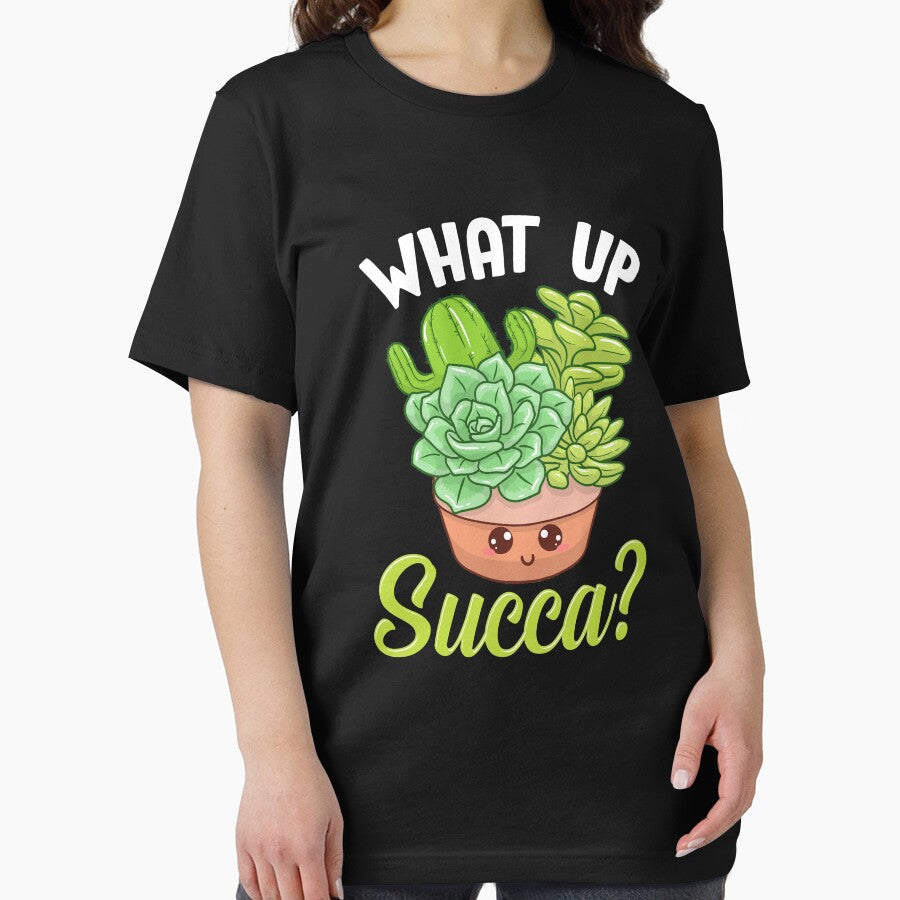 Funny What Up Succa? Punny Succulent Cactus Pun by perfectpresents