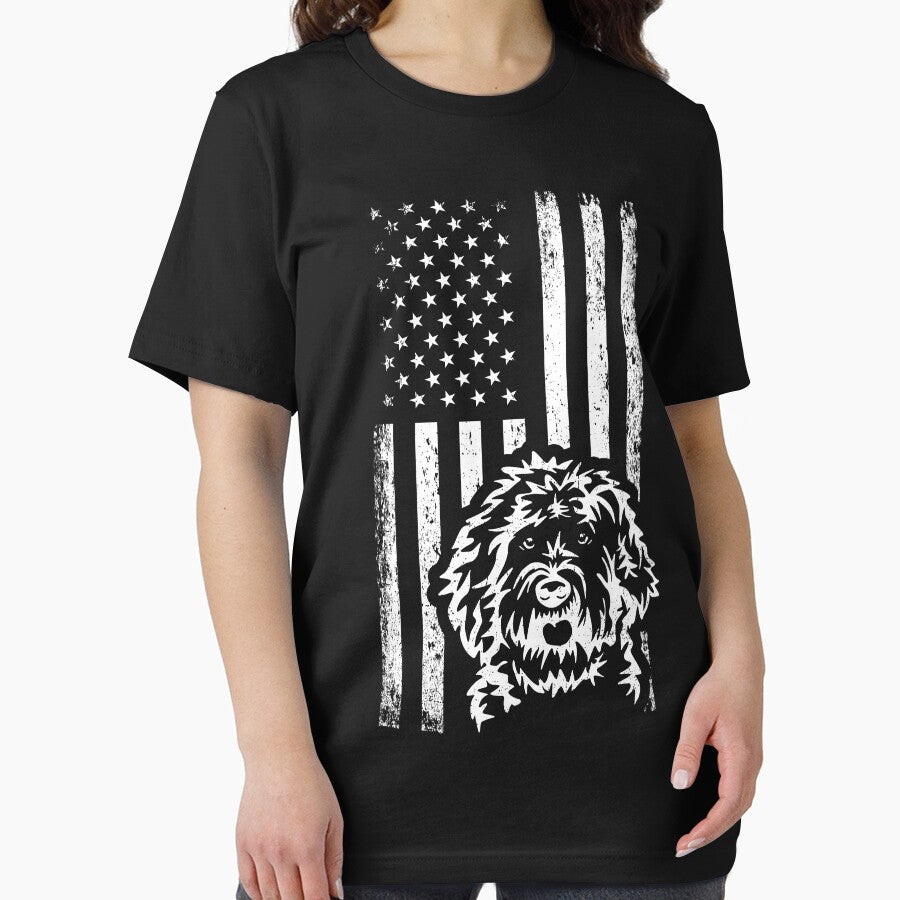 Patriotic American Flag White Black Labradoodle by More Cute Dogs