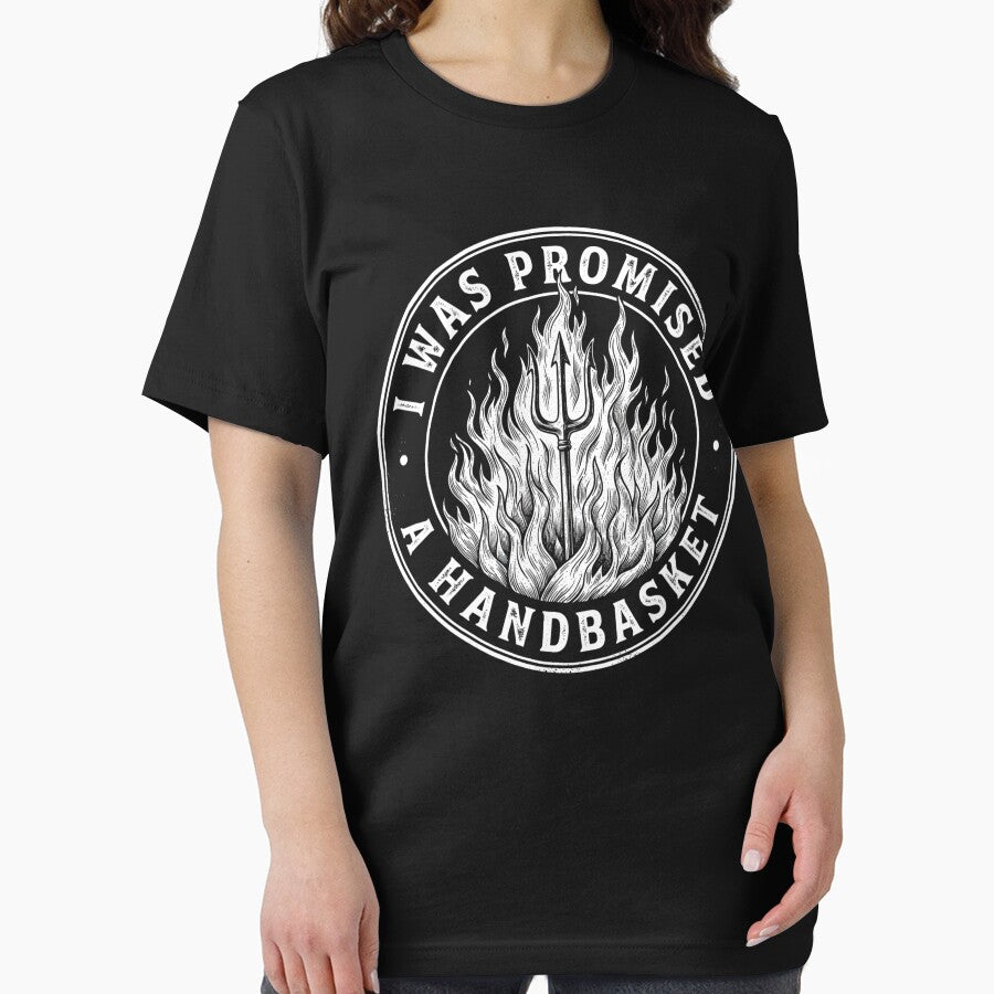 I Was Promised A Handbasket - Fun Distressed Pitchfork Flames by CutOutIdols