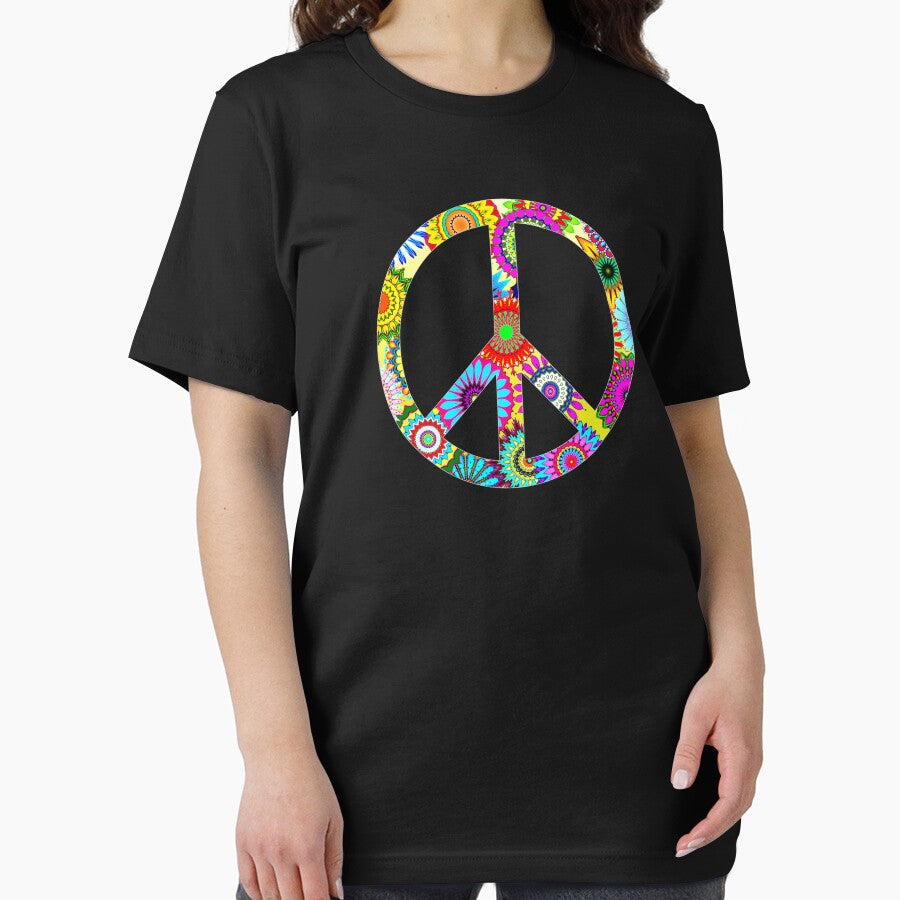 Peace Sign Cool Retro Flowers Design by Denis Marsili