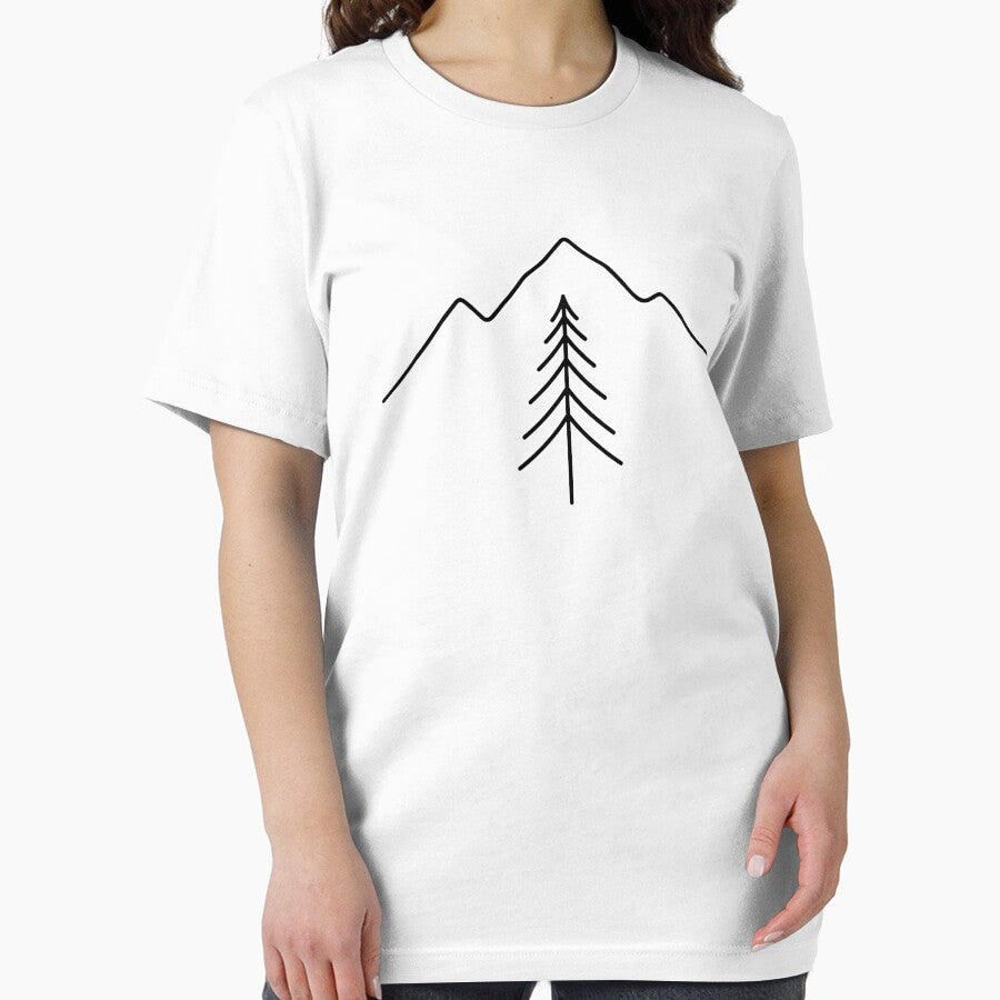 Pine Tree Mountain Minimalist Line Art Boho Style by Yellowriversss