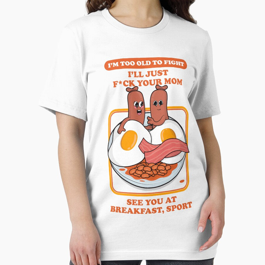 Offensive rude breakfast joke – “see you at breakfast, sport” dark humor design (U.S. Spelling on light colors) by messy-nessie