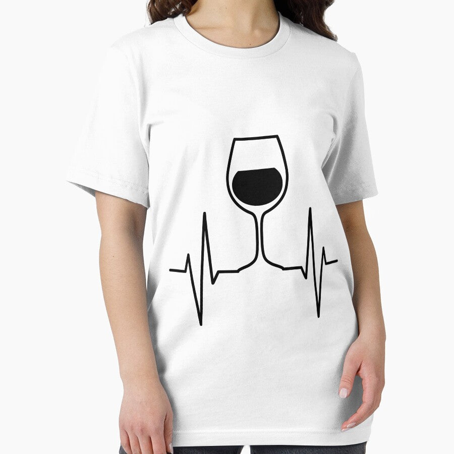 wine heart beat funny T-shirt by RedYolk