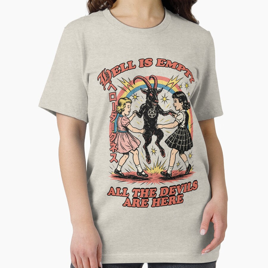 Hell Is Empty All the Devils Are Here 90s vintage heavy metal band tee – Retro Occult Rainbow T shirt, 1950s style tshirt, Japanese t shirt, meme tee, Mental Health by samidsou