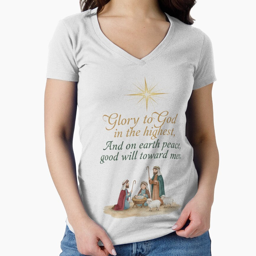 Glory to God in the Highest and on Earth Peace Good Will Toward Men Luke 2 14 Christian Christmas Design for Mugs T-Shirts Stickers and Pillows by Gahyl7