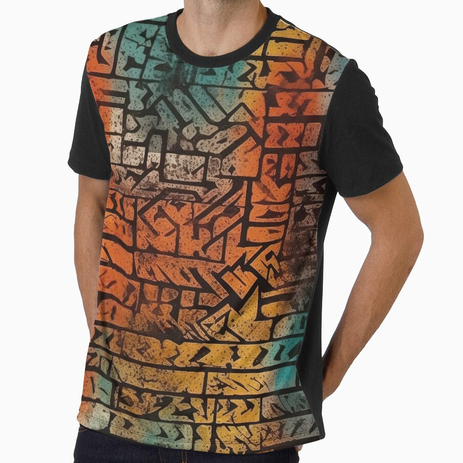 Colorful Grunge brick pattern graffiti postapocalyptic style by Dreamakerstudio
