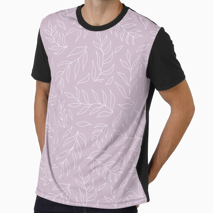Botanical white leaf outline pattern on pink by Fern and Quill