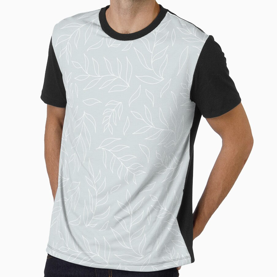 Minimalist leaf outline pattern on grey by Fern and Quill